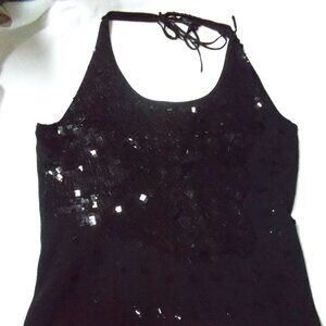 Le Chateau black sequin halter top in L